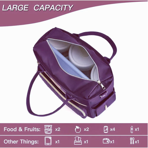 Large Women Lunch Bags for Work Insulated/Insulated Adult Lunch Box for Womens/Nylon Thermal Lunch Bag for Women/Leakproof Cooler Lunch Tote Bag with Storage Pocket (Mirage Purple)