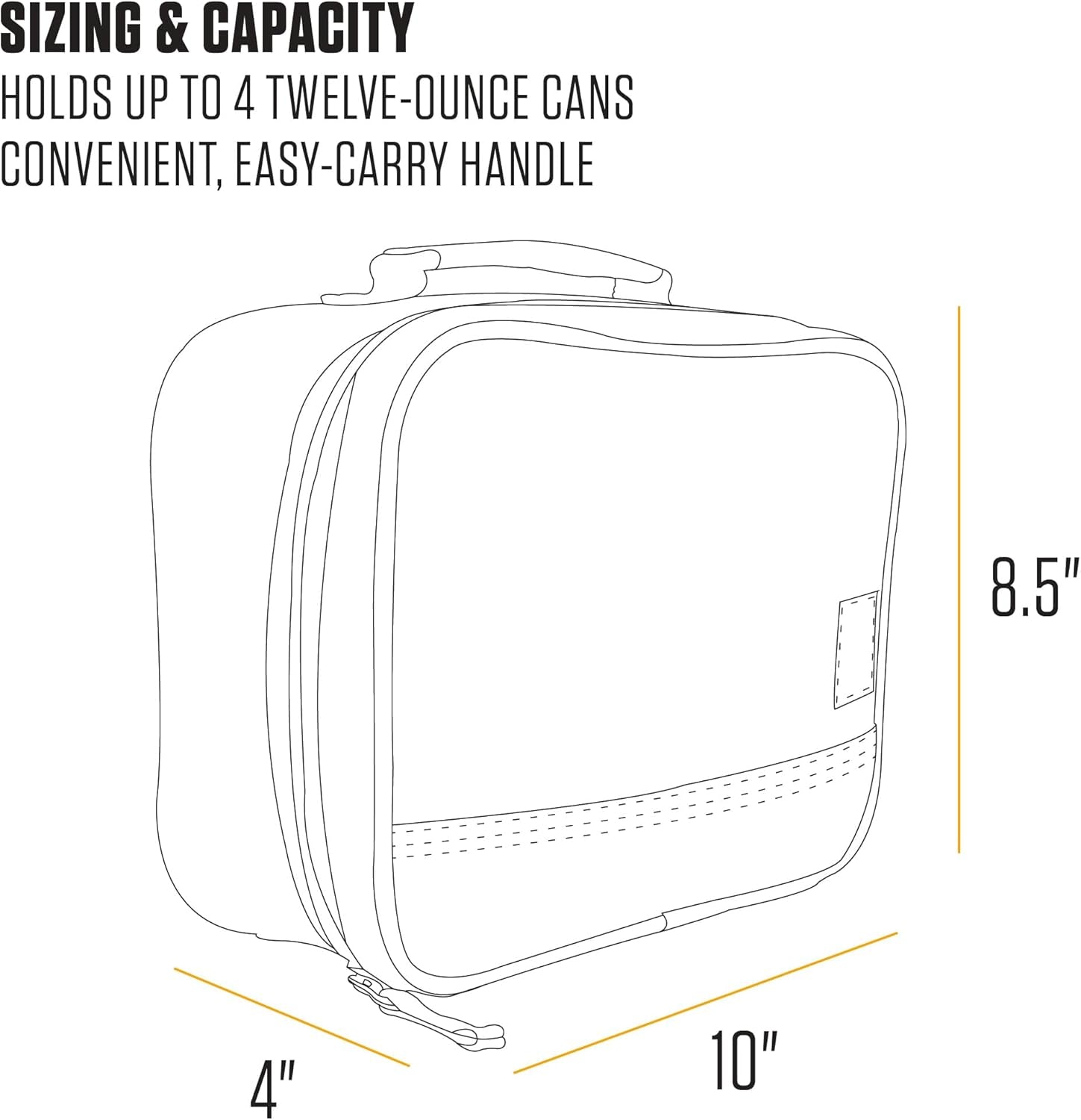 Insulated 4 Can Lunch Cooler, Fully Insulated, Durable Water Resistant Cooler, Essential Lunch Cooler (Black)