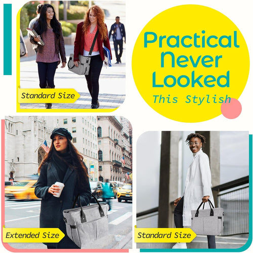 Insulated Lunch Bag Stylish Reusable Meal Prep Cooler Large Tote  Lunch Box for Women with Shoulder Strap, Side Pockets with Zipper Napkin Opening and Water Bottle Holder